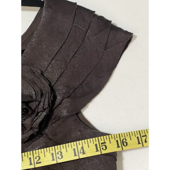 London Times Women’s Sable Brown Flutter Sleeve Cocktail Dress w/Rosette Size 6 - Picture 12 of 16